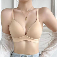 Japanese-Style Seamless Push-Up Bra – Wire-Free Deep V Bralette | 3/4 Cup | Sizes S–XXL
