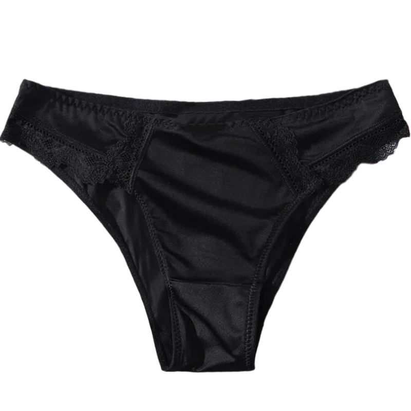 Silk Satin Lace G-String Panties – Low-Rise, One-Piece Seamless Design | Women's Lingerie M–XL