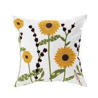 Floral Embroidered Cotton Pillow Cover - Rustic Decorative Cushion Case