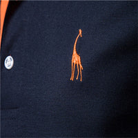 Dropshipping Polo Giraffe Shirt Men Quality Embroidery Summer Short Sleeve Polo Casual Business Social Mens Polos BR Size
