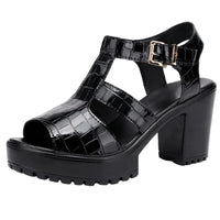 BEYARNE Patent Leather Block Heel Platform Sandals – Buckle Strap, High Heel | Women’s Sizes 3.5–15