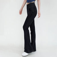 Women's High-Waist Bell Bottom Yoga Pants - 4-Way Stretch Denim Flare