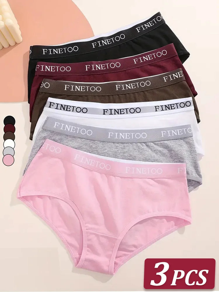 Set de 3 Panties de Algodón con Cinturón de Letras - Ropa Interior Sexy