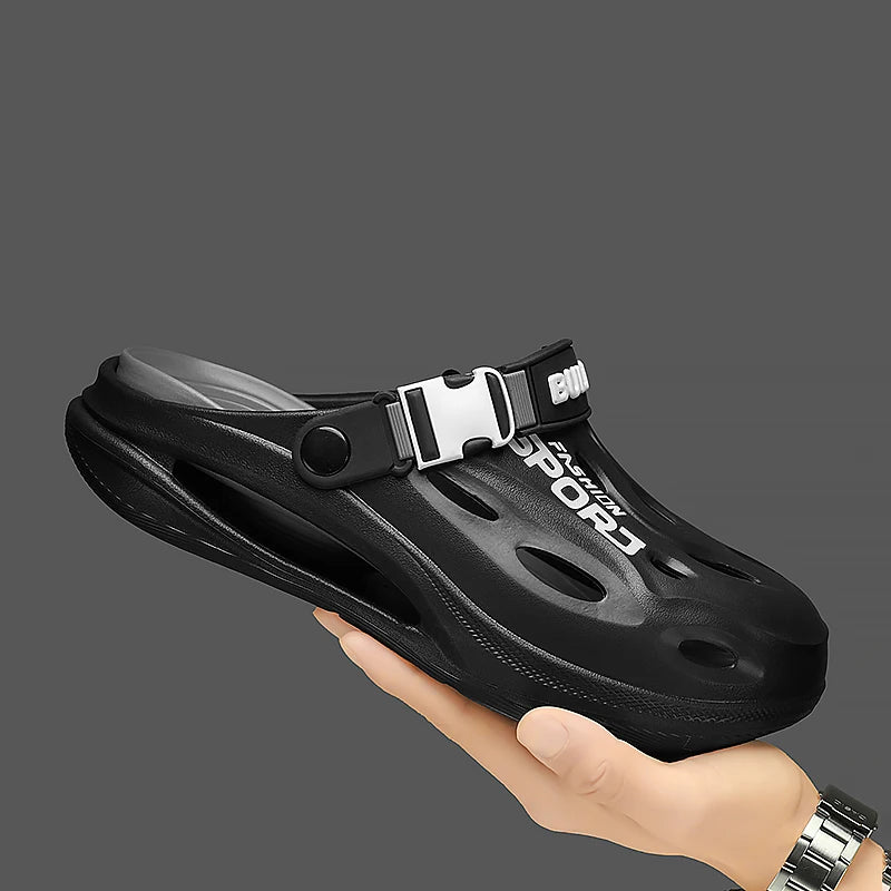 Men's Sport Clogs with Buckle Strap - Non-Slip EVA Beach & Driving Shoes