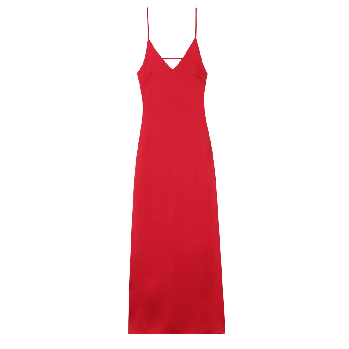 Vestido Satinado Amarillo Mujer - Maxi Vestido Cuello V Sin Mangas para Fiesta y Vacaciones