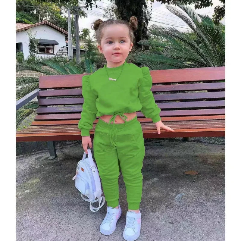 Girls Fall Sport Set | Crop Top + Jogger Pants 1–7Y