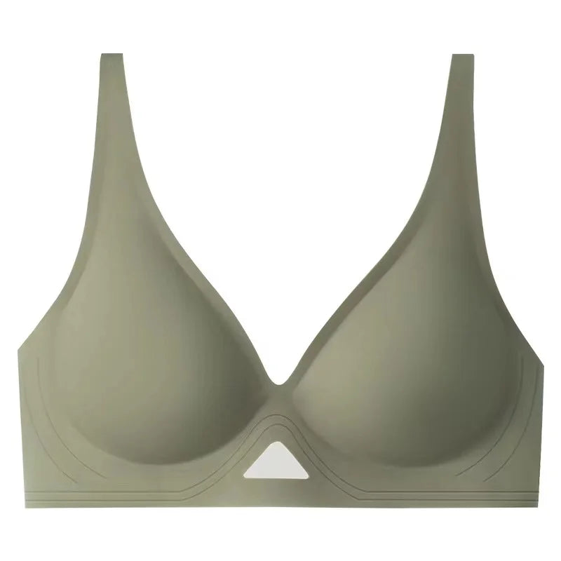 Deep V Mesh Push-Up Bralette | Wire-Free Seamless Padded Bra for Women | S–XL