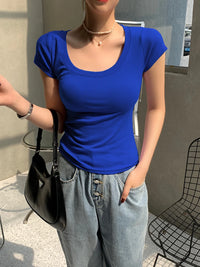 Camiseta Mujer 100% Algodón - Cuello Redondo Slim Fit Básica Coreana Verano 2025