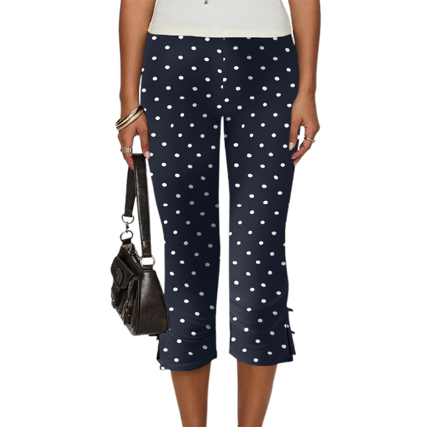 Pantalones Capri Mujer Y2K - Lazo Satén Abertura Lateral Slim Fit Verano