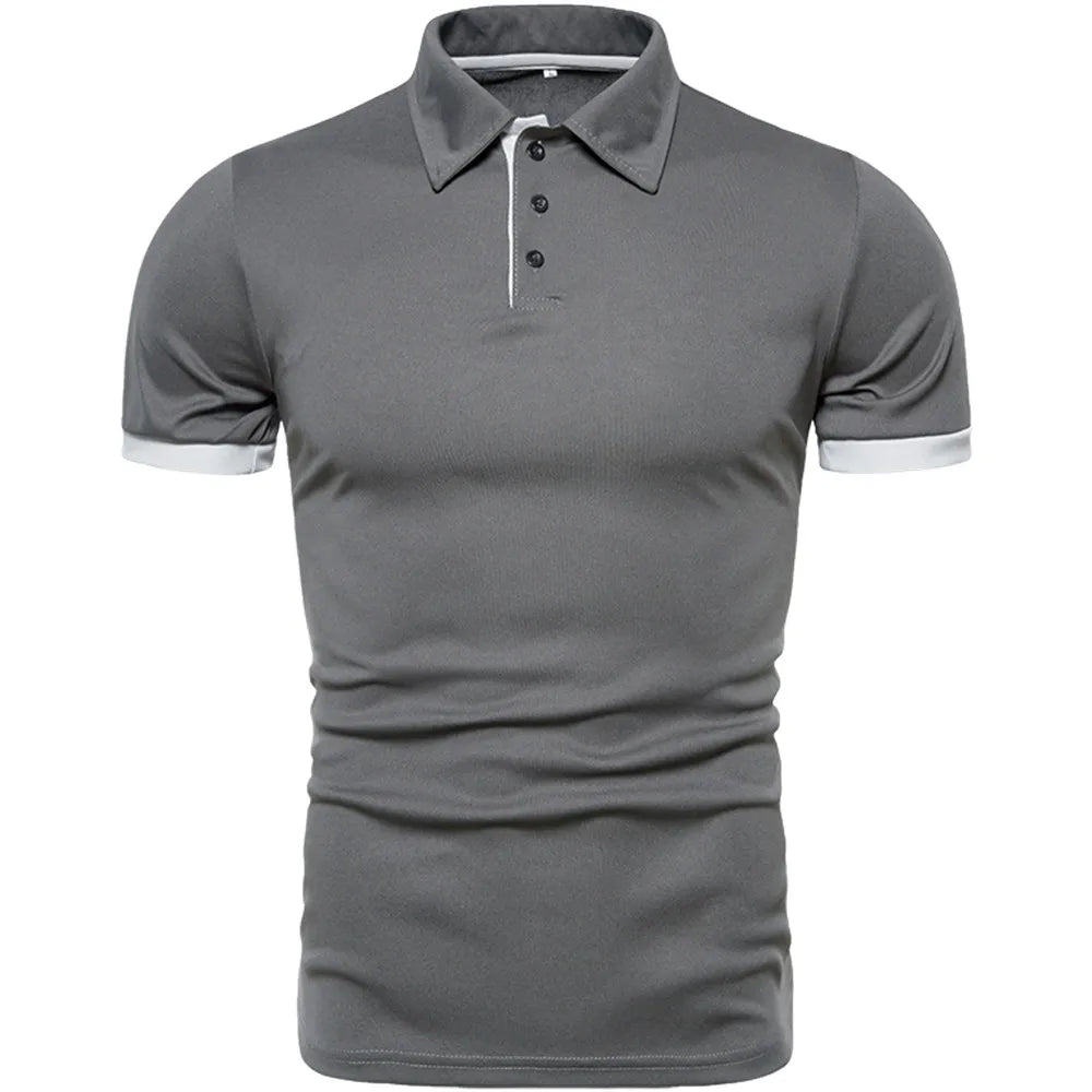 Men's Solid Color Short Sleeve Polo Shirt — Breathable, Everyday Casual
