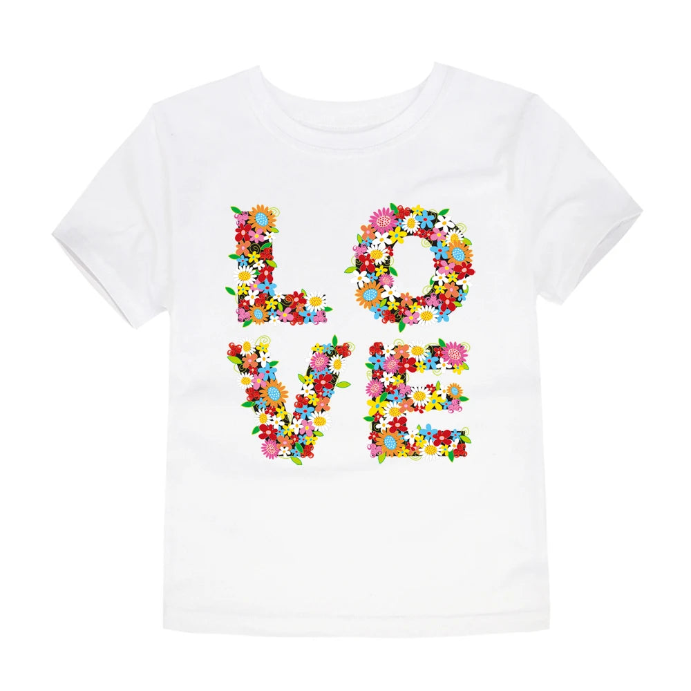 Girls 100% Cotton Flower Print T-Shirt | Sizes 2–14 Years | Pink & White