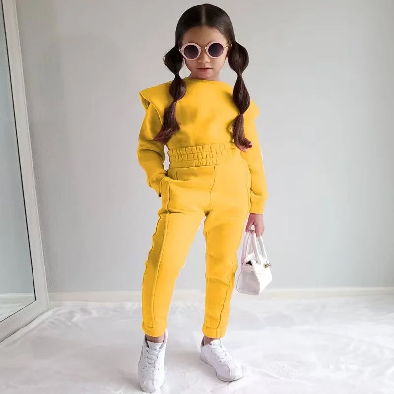 Girls Fall Sport Set | Crop Top + Jogger Pants 1–7Y