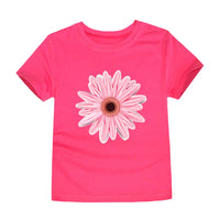 Girls 100% Cotton Flower Print T-Shirt | Sizes 2–14 Years | Pink & White