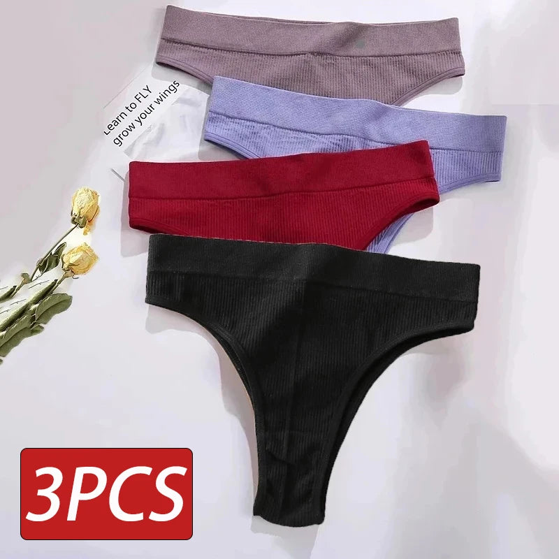 Set de 3 panties sin costuras de talle alto para mujer