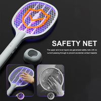 2 in 1 Electric Fly Swatter Handheld Fly Killer and Mosquito Trap Lamp Safe Rechargeable for Home Office Backyard Patio Camping