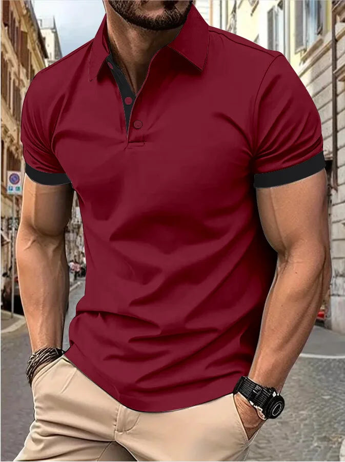 Men's Color Block Polo Shirt – Short Sleeve Casual Summer Top