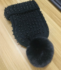 Gorro Invierno Mujer con Pompones y Perlas - Beanie Lana Tejido Cálido y Elegante