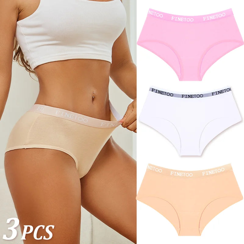 Set de 3 Panties de Algodón con Cinturón de Letras - Ropa Interior Sexy