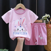 Girls 3D Animal Print Summer Short Set