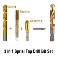 HSS Titanium Metric Tap Drill Bits Set | M3–M10 Thread Taps
