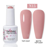 No-Wipe Top Coat & Sticky Base Coat UV Gel Polish — Long-Lasting, MSDS Certified, 15ml