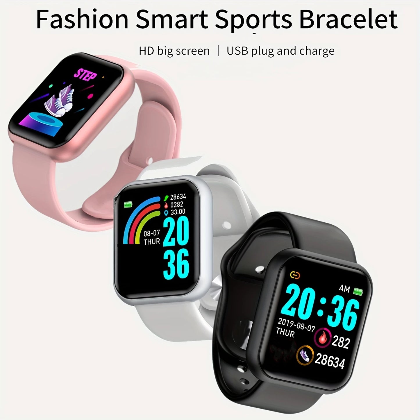 Fitness Smart Bracelet Watch – Heart Rate, Sleep Monitor & Music Player for Men & Women