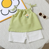 Girls Korean-Style Floral Vest & Shorts Set, 4–6Y