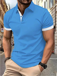 Men's Color Block Polo Shirt – Short Sleeve Casual Summer Top