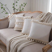 Wabi Sabi Linen & Cotton Fringe Cushion Cover | Handmade Boho Pillow Case