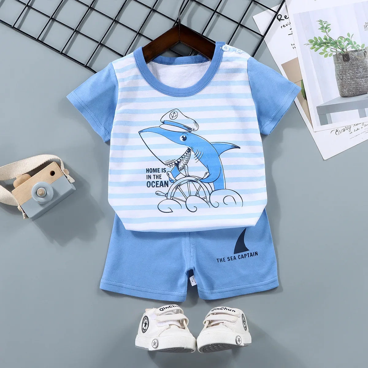 Kids Cotton T-Shirt and Shorts Set – Animal Print