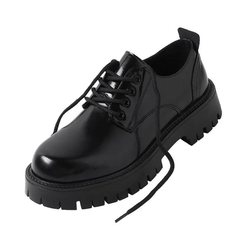Men's Genuine Leather Platform Derby Shoes - Waterproof Casual Loafers