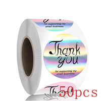 50-500pcs Rainbow Laser Thank You Stickers 1 Inch White Thank You Small Business Sticker For Crafts Gift Packaging