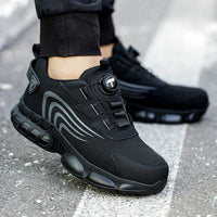Men's Rotary Dial Safety Shoes - Steel Toe Work Sneakers with Quick-Lace System