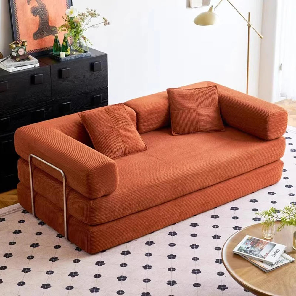 Moroccan Luxury Folding Sofa Bed - Elastic Armrest Lounge with Phone Holder