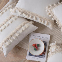Wabi Sabi Linen & Cotton Fringe Cushion Cover | Handmade Boho Pillow Case
