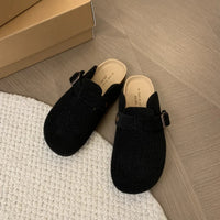 Pantuflas de Fieltro con Base de Corcho para Mujer - Zuecos Cerrados Cálidos con Forro de Felpa