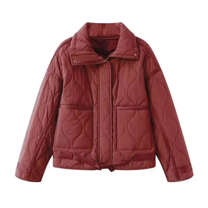 Chaqueta Casual Mujer - Algodón Color Sólido con Cierre Manga Larga