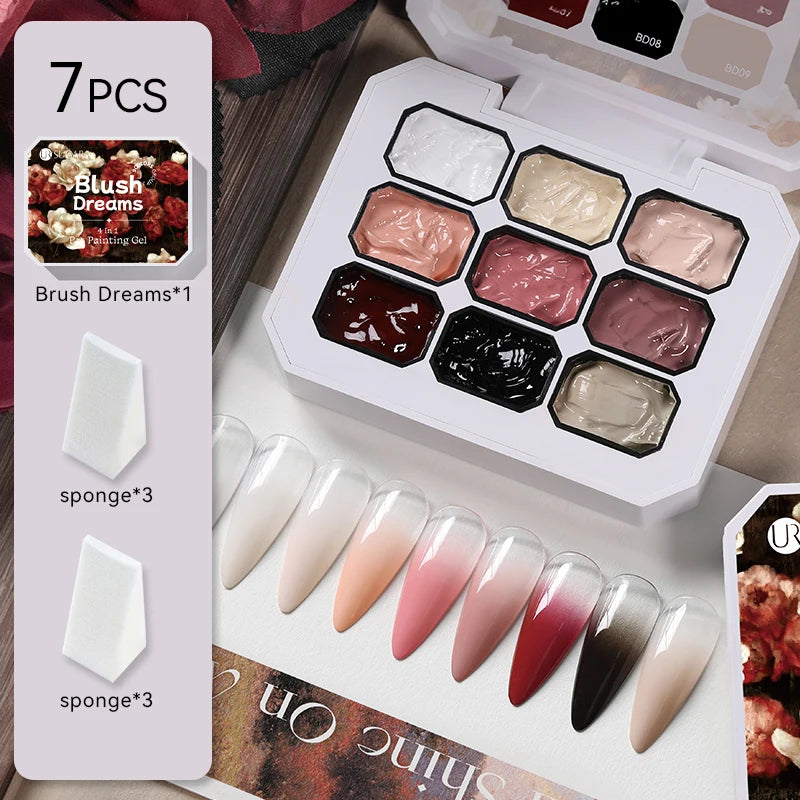 UR SUGAR 4-in-1 Ombre Gel Nail Polish – 9 Colors Pat Painting Gel | Gradient French Nail Art UV LED
