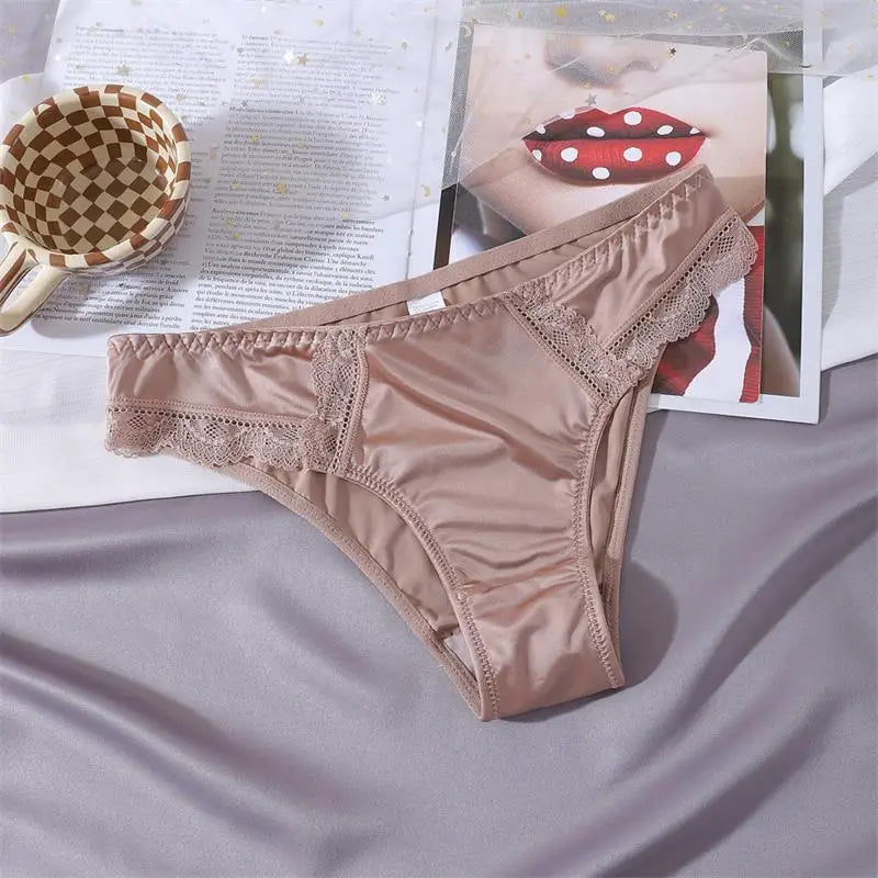 Satin Lace G-String Panties | Low-Rise Triangle Underwear for Women