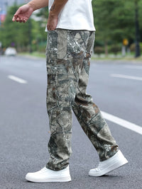 Men's Overalls American tree branch men's pants camouflage work pants denim pants