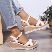 Fashion Women Platform High Heels Sandals Wedges Open Toe Dress Bow Shoes Female Slippers Walking Slides Mujer Pumps