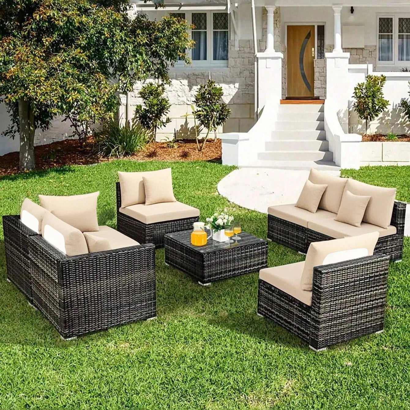 Tropical Print Outdoor Sofa Cushion Cover Set | Stretch Seat Protectors