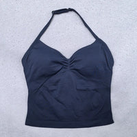 Conjunto Yoga 2 Piezas Mujer - Top Halter Sin Espalda y Shorts Cintura Alta Seamless