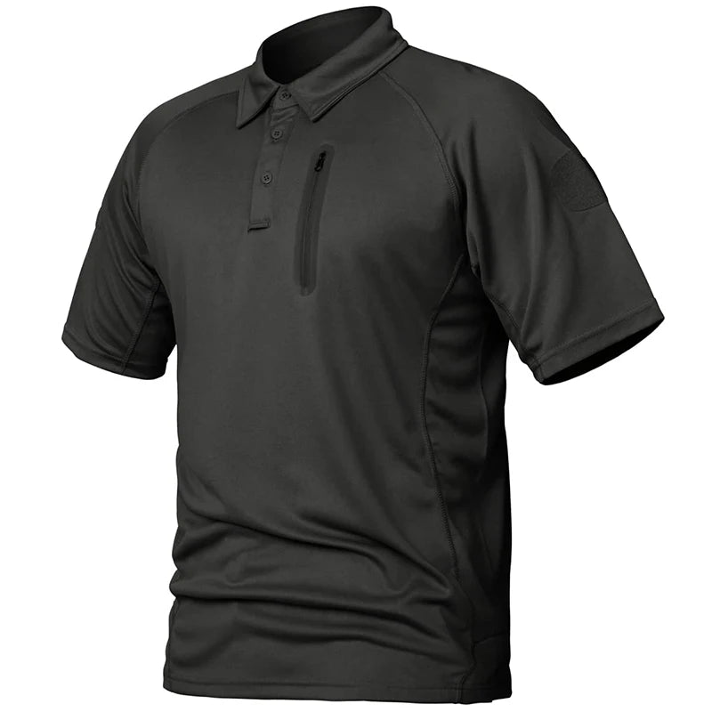 Men's Tactical Polo Shirt — Lightweight, Quick-Dry with Zip Pocket | Outdoor & Golf
