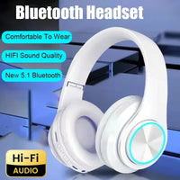 Wireless Bluetooth Headphones with Active Noise Cancellation & RGB Lighting – Over-Ear HIFI Stereo Headset with Mic