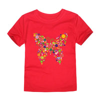 Girls Clothes 2 to 3 4 5 6 7 8 9 10 11 12 13 14 Years 100% Cotton 2024 Summer T Shirts Yellow Butterfly Floral Tee Shirt Tops