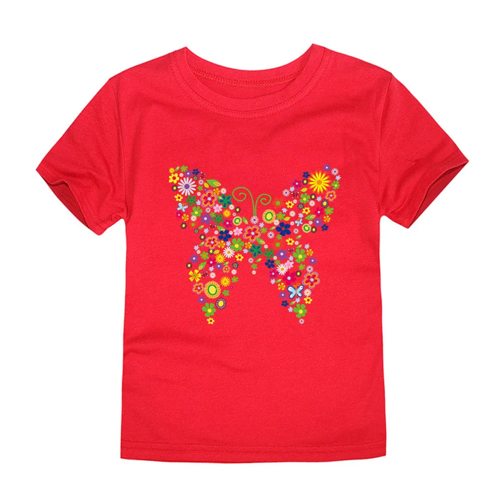 Girls 100% Cotton Flower Print T-Shirt | Sizes 2–14 Years | Pink & White