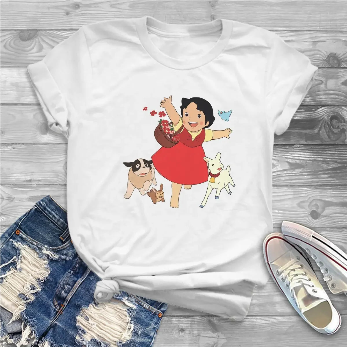 Women's Heidi Cartoon T-Shirt - Cute Casual Summer Tee