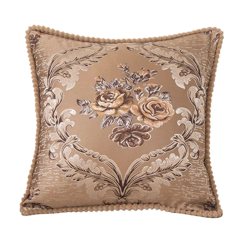 European Jacquard Floral Cushion Cover 48x48cm | Classic Sofa & Chair Pillow Case