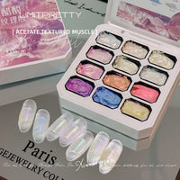 12-Color Acetate Texture Nail Art Gel Set — Matte Painting Gel, UV, Long-Lasting